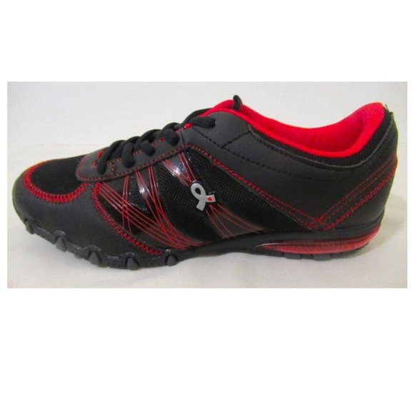 red-on-black sneakers  Sz 7 - Picture 3 of 6
